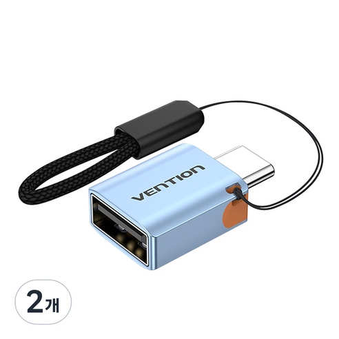 벤션 10Gbps C타입-USB A OTG 스트랩 젠더, 혼합색상, 2개, 18.5mm