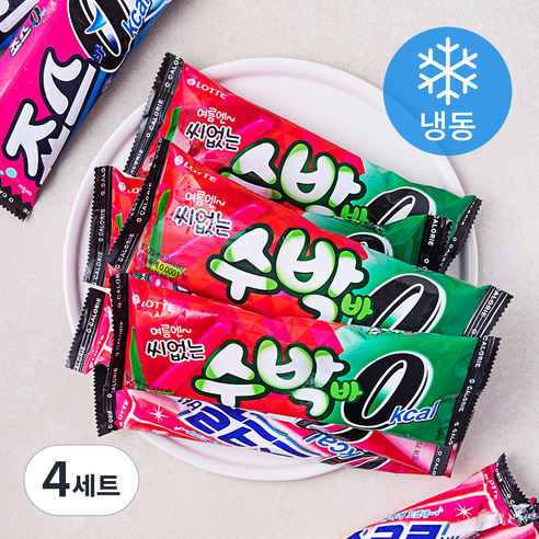 롯데웰푸드 영칼로리 수박바 4개입 + 죠스바 4개입 + 스크류바 4개입 세트, 75ml, 1개입, 48개