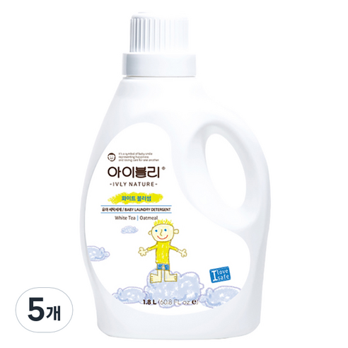 아이블리네이처 오트밀 유아세제 화이트 블러썸향 1.8L, 5개, 1800g