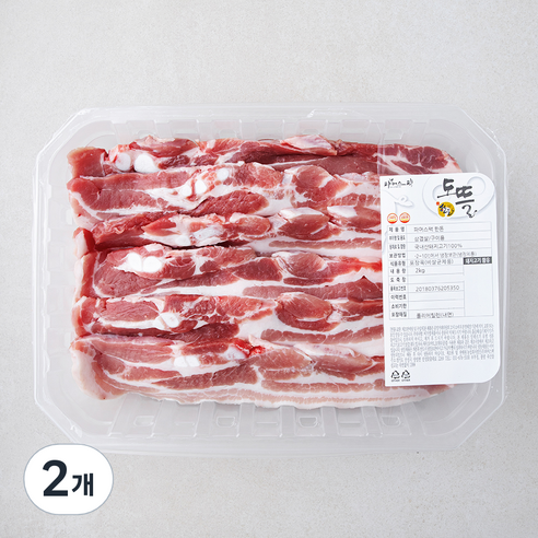 한돈 삼겹살 구이용 (냉장), 2kg, 2개