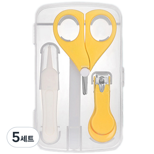 니드잇템 유아용 멀티 손톱깍이 4종 세트, 5세트, 옐로우