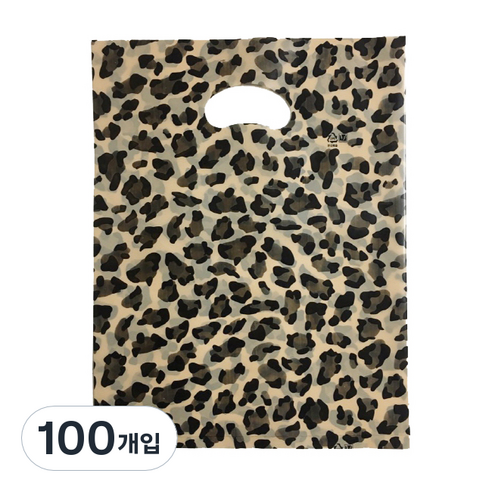팩스타 펀칭 비닐봉투 PE35 35 x 45 cm, 호피무늬, 100개입