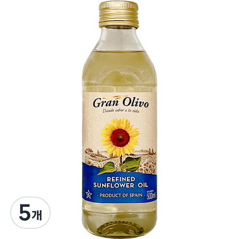 페이저스 그랜드 올리보 해바라기씨유, 500ml, 5개