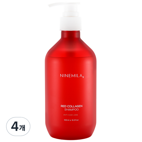 나인밀라 레드콜라겐 탈모증상완화 샴푸, 4개, 500ml