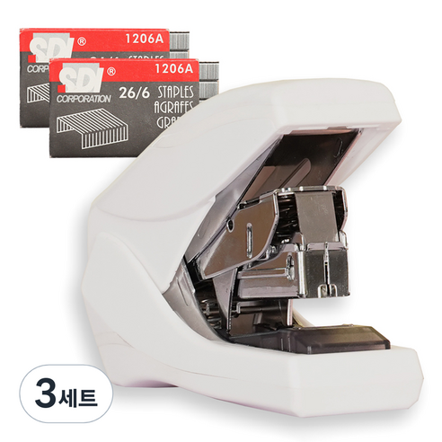 아날로그라이프 무중력 스테이플러 + 26/6호침 2p 세트, 화이트(스테이플러), 3세트