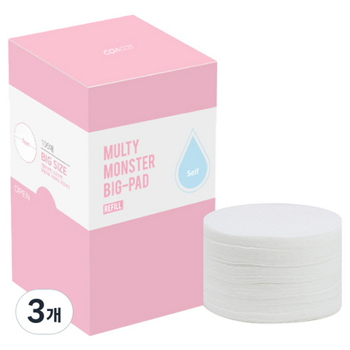 코아코스 멀티 몬스터 빅 패드 리필 화장솜, 105개입, 3개
