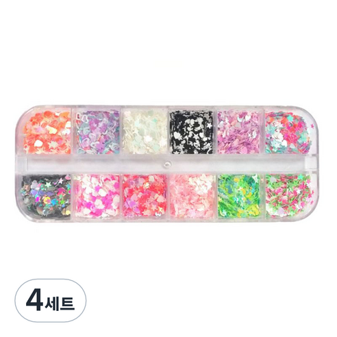 별 달 하트 믹스 네일글리터 12종 세트, 혼합색상, 4세트