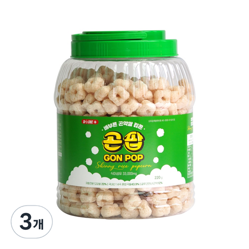 곤팝 배부른 곤약쌀 팝콘, 220g, 3개