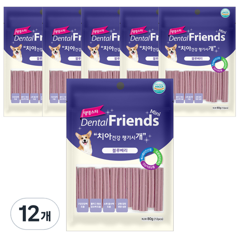 코코브라운 강아지 덴탈프랜즈 미니 덴탈껌, 블루베리맛, 80g, 12개
