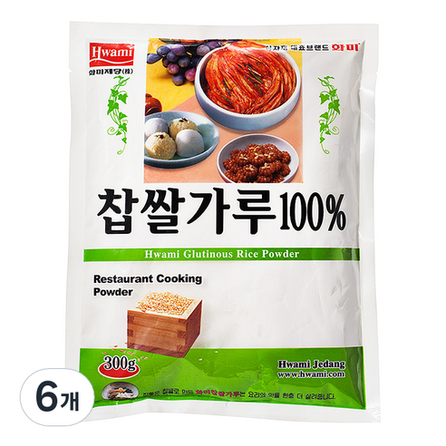 화미_찹쌀가루100%(국산/면세), 300g, 6개