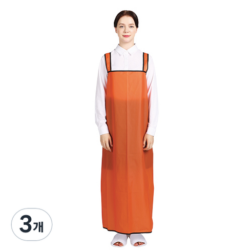 웰프런 우레탄 방수앞치마 검정파이핑 대, 반투명오렌지, 3개