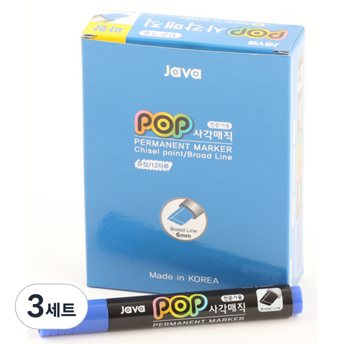 자바펜 POP 사각매직, 파랑, 36개