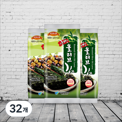 광천해저 도시락 올리브김, 4g, 32개