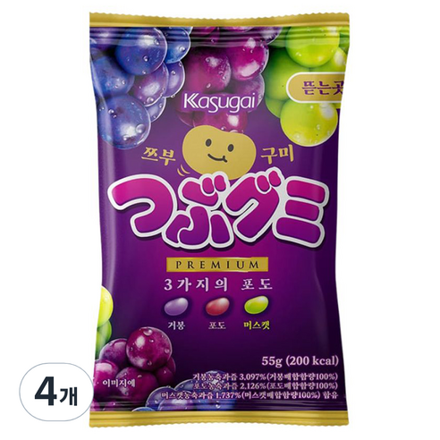 카수가이 쯔부구미 3가지의 포도 젤리, 3개, 55g