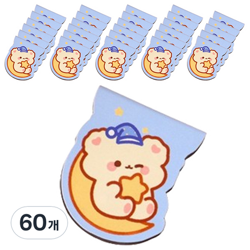 마켓감성 아기자기 캐릭터 북마크, 달곰, 60개