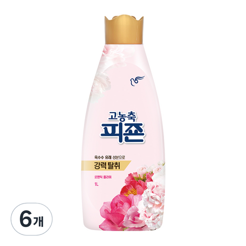 고농축 피죤 강력탈취 오리지널 로맨틱플라워 섬유유연제, 1L, 6개