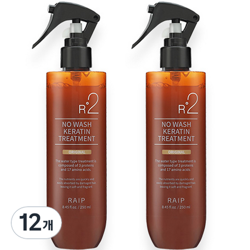 라입 R2 노워시 케라틴 헤어 트리트먼트 오리지널, 250ml, 12개