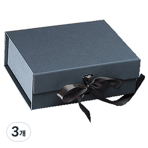 이홈베이킹 리본 매듭기프트 접이식 자석상자 대, 데님블루(상자), 랜덤발송(리본), 3개