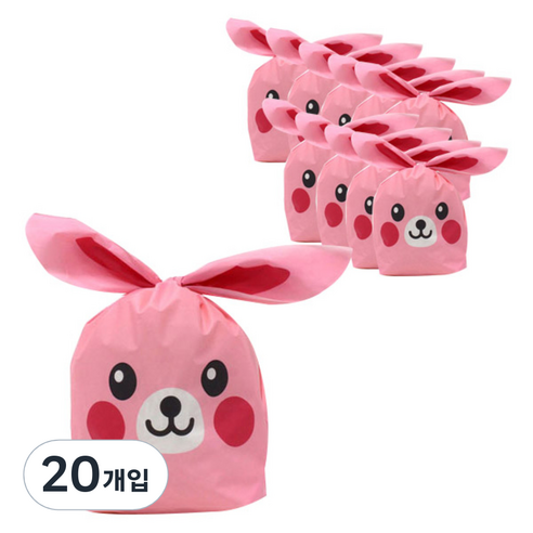 포포팬시 보자기 알럽토끼 포장팩3 빅 2p, 핑크, 20개입