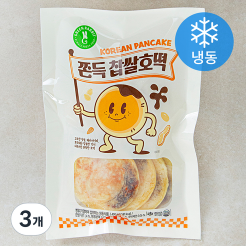 그린래빗 쫀득 찹쌀호떡 (냉동), 3개, 400g