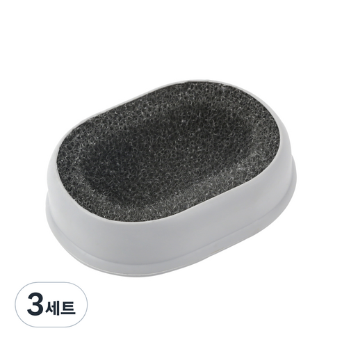 새드리 논슬립 비누받침 + 스펀지, 시크그레이, 3개