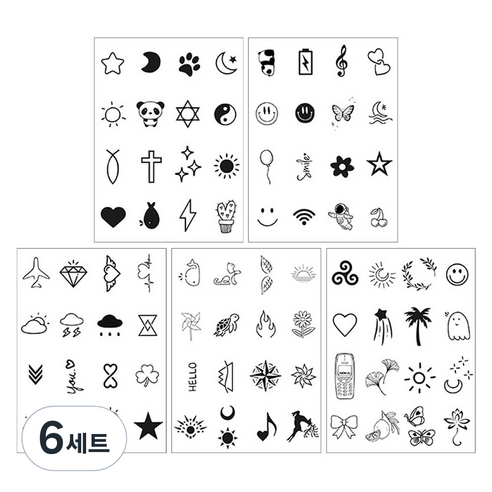 젤루나 반영구 미니 포인트 타투 스티커 80종 세트 T-32, 6세트, A type