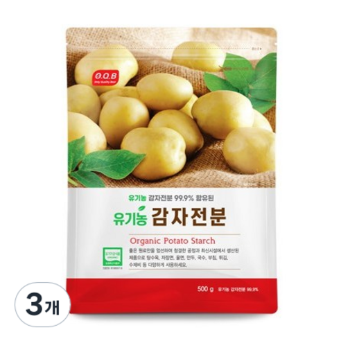 OQB 유기농 감자전분, 500g, 3개