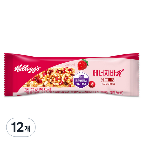 켈로그 에너지바 K 레드베리, 25g, 12개