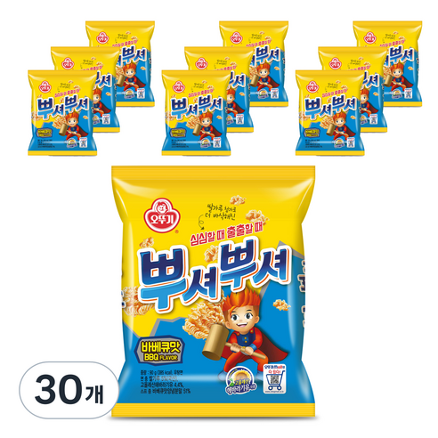 오뚜기 뿌셔뿌셔 바베큐맛, 90g, 30개