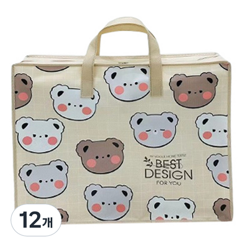 마켓감성 부직포 핸드백 지퍼 백, 곰, 12개