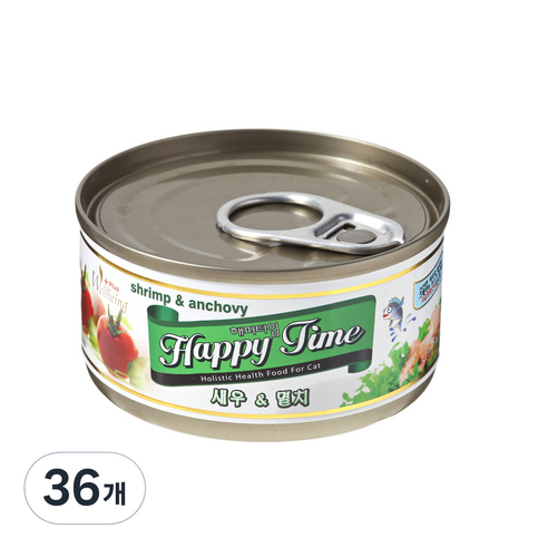 해피타임 새우+멸치 고양이캔 80g * 12캔, 새우 + 멸치 혼합맛, 36개