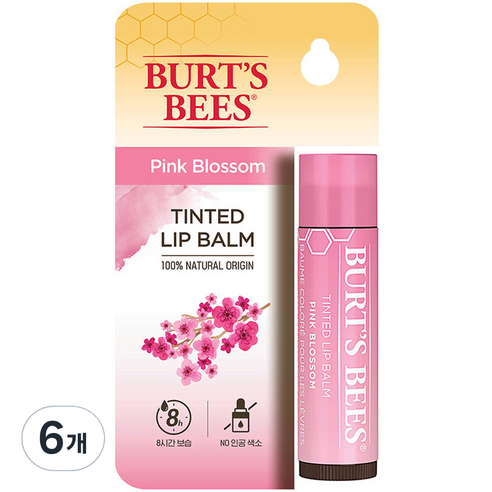 버츠비 틴티드 립밤 4.25 g, 핑크 블라썸, 6개, 4.25g