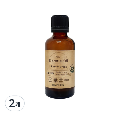 퓨어스 유기농 레몬그라스오일, 2개, 50ml