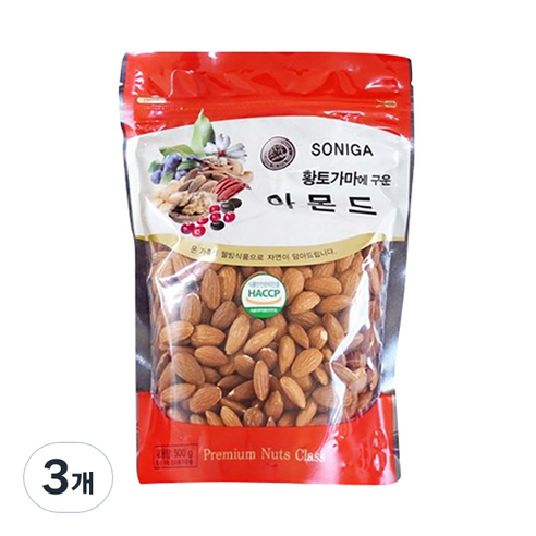 소니가 황토가마 아몬드, 500g, 3개