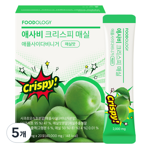 푸드올로지 초모 애사비 크리스피 매실맛, 40g, 5개
