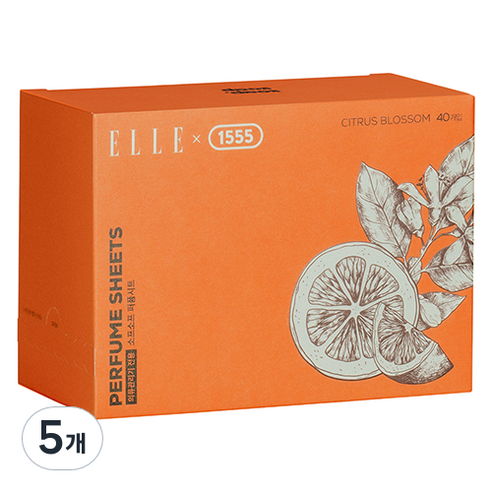 1555 엘르 소프소프 의류관리기 전용 퍼퓸시트 시트러스 블라썸향 본품, 5개, 40개입
