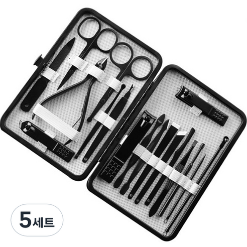 더벨라 셀프 네일아트 케어 관리도구 18종 세트, 블랙, 5세트