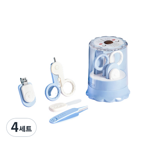 바우마켓 유아용 라이언 손톱 발톱 깎기 4종 세트, 블루, 4세트