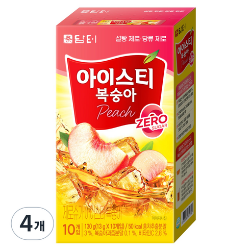 담터 제로슈가 아이스티 복숭아, 13g, 10개입, 4개