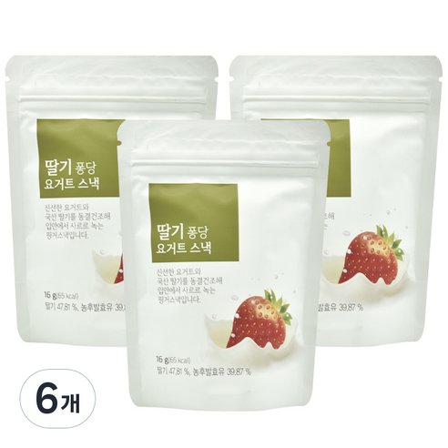 올가 과일퐁당 요거트스낵 16g, 딸기맛, 6개