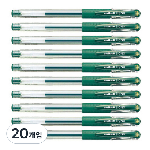 미쯔비시 시그노 유니볼 펜 UM-151 0.38mm, 그린블랙, 20개입