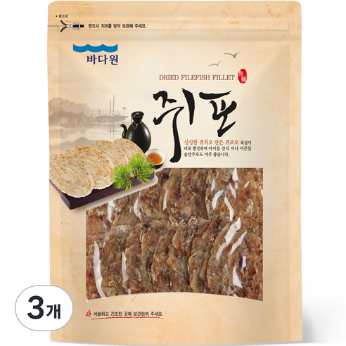 바다원 쫄깃쫄깃 대왕 쥐포, 500g, 3개