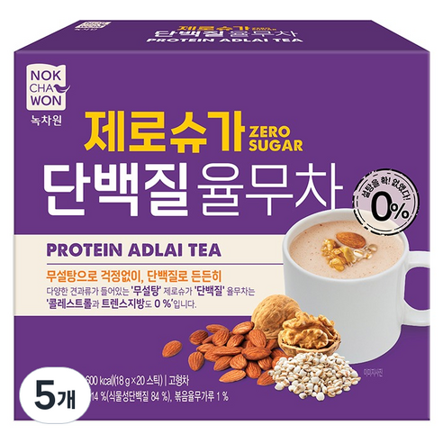 녹차원 제로슈가 단백질 율무차, 5개, 20개입, 18g