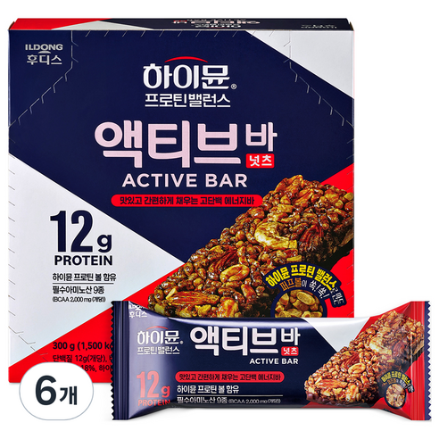 하이뮨 프로틴밸런스 액티브 바 넛츠 6p, 300g, 6개
