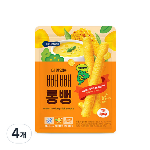 베베쿡 더 맛있는 빼빼롱뻥 과자, 4개, 구운옥수수