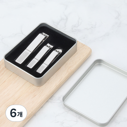 정원전산 손톱 발톱깎이 3종 세트 JWN-3S, SILVER, 6개