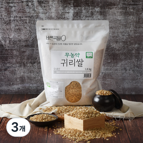 바른곡물 국내산 무농약 귀리쌀, 1.8kg, 3개