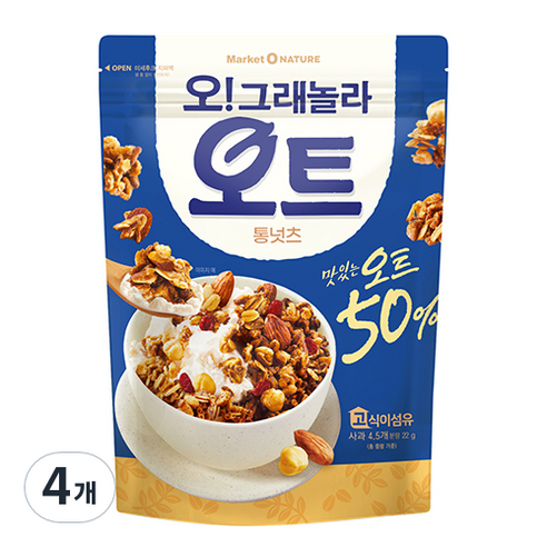 마켓오 오그래놀라 오트 통넛츠 시리얼 360g, 4개입 오트랄라