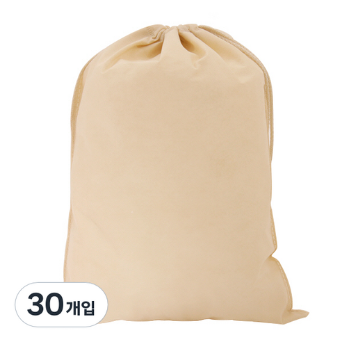 봄91 SYP 끈조리개 부직포 주머니 30 x 40 cm, 아이보리, 30개입