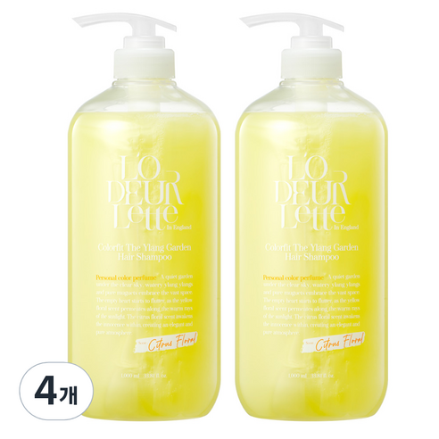 로더렛 컬러 핏 헤어 비오틴 약산성 퍼퓸 샴푸 시트러스 플로러 향, 1000ml, 4개